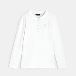 Plain long-sleeved polo shirt