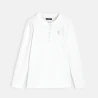 Polo uni manches longues blanc fille