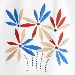 T-shirt col volant fleurs