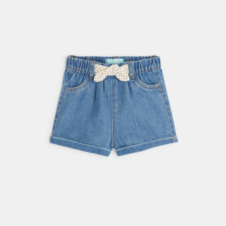 Short en denim nœud fantaisie bleu bébé fille Short en denim nœud fantaisie bleu bébé fille
