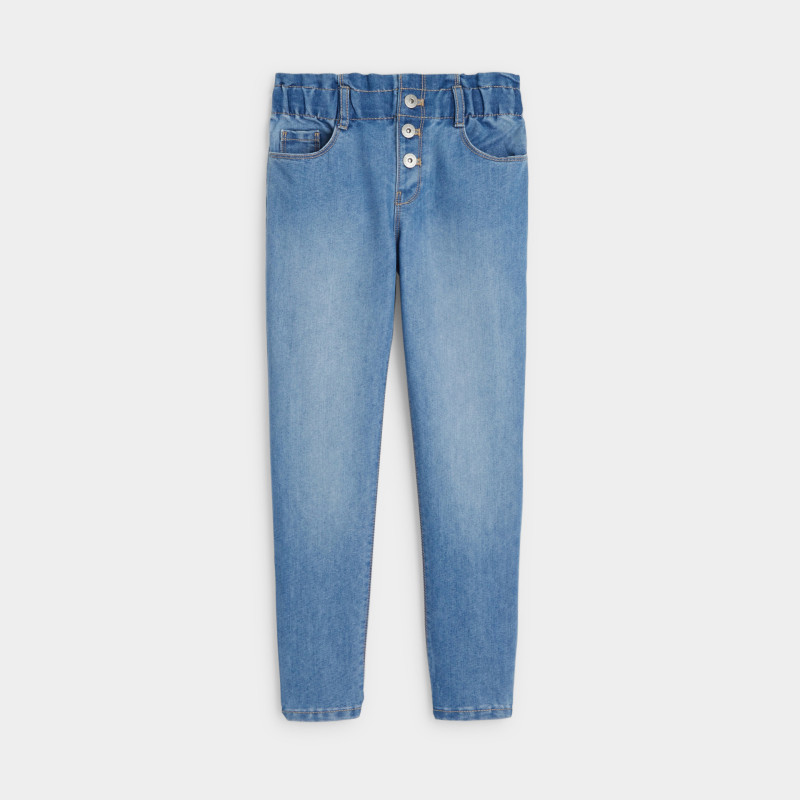 Jean mom paper bag délavé bleu fille Jean mom paper bag délavé bleu fille