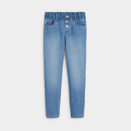 Jean mom paper bag délavé bleu fille Jean mom paper bag délavé bleu fille