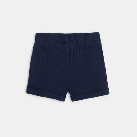 Short coton léger gaufré bleu bébé garçon Short coton léger gaufré bleu bébé garçon