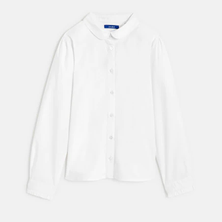 Chemise unie col Claudine blanche fille