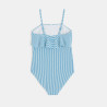 Maillot de bain 1 pièce rayé volanté bleu fille Maillot de bain 1 pièce rayé volanté bleu fille