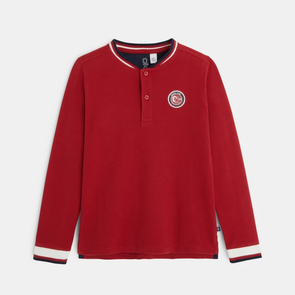 T-shirt manches longues à écusson rouge garçon