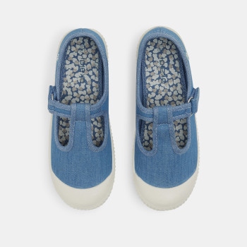 Ballerines toile forme salomé bleues fille