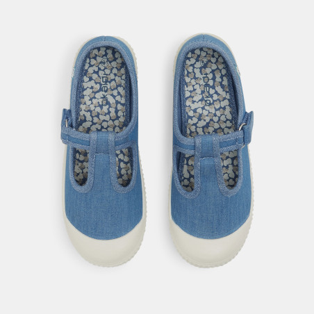 Ballerines toile forme salomé bleues fille Ballerines toile forme salomé bleues fille