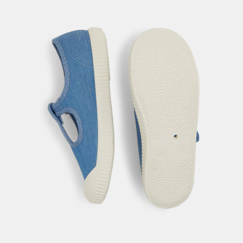 Ballerines toile forme salomé bleues fille