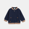 Gilet molleton nid d'abeille capuche amovible bleu bébé garçon Gilet molleton nid d'abeille capuche amovible bleu bébé garçon