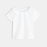 White fancy knit ruffled neck T-shirt White fancy knit ruffled neck T-shirt