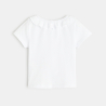 T-shirt col volanté maille fantaisie blanc bébé fille T-shirt col volanté maille fantaisie blanc bébé fille