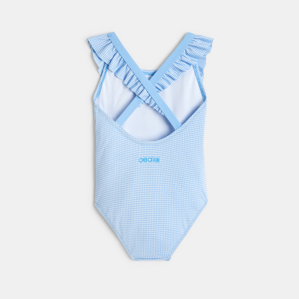 Maillot de bain vichy volanté bleu bébé fille Maillot de bain vichy volanté bleu bébé fille