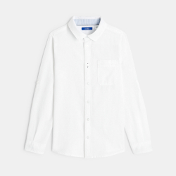 Chemise unie en lin blanche...