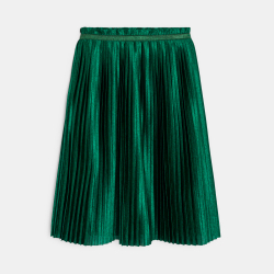 Jupe midi plissée verte fille
