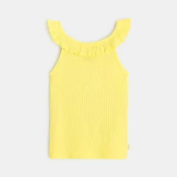 Plain-coloured tank top with ruffled collar