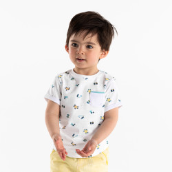 T-shirt tortues et palmes blanc bébé garçon