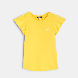T-shirt à manches courtes volantées jaune fille