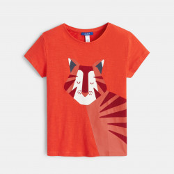 T-shirt motif tigre rouge fille
