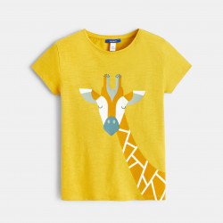 T-shirt motif girafe jaune fille