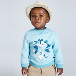 Fleece sweatshirt with a kangaroo early learning motif