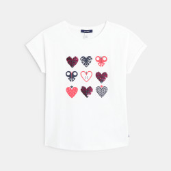 T-shirt à sequins magiques Motif Petits Cœurs