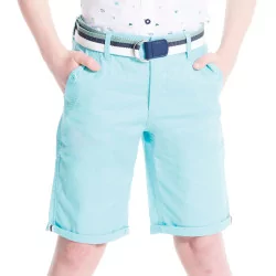 Slim canvas Bermuda shorts and belt