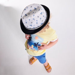 Chapeau de soleil palmiers bleu bébé garçon
