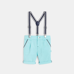 Fancy cotton Bermuda shorts with darts and suspenders