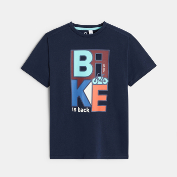T-shirt à motif vélo bleu garçon
