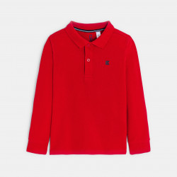 Polo manches longues rouge garçon