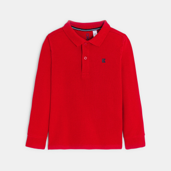 Polo manches longues rouge garçon
