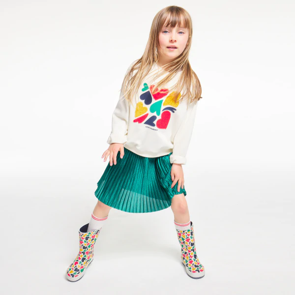Jupe midi plissée verte fille