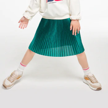 Jupe midi plissée verte fille