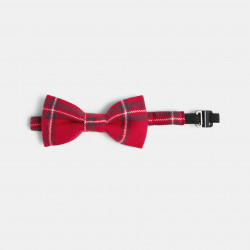 Girls red tartan bow tie