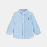 Chemise manches retroussables coton bleu bébé garçon