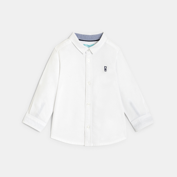 Chemise manches retroussables coton blanc bébé garçon