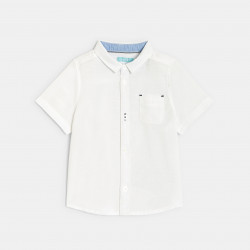 Chemise courte en coton et lin blanc bébé garçon