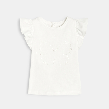 T-shirt imprimé cœur brillant blanc bébé fille