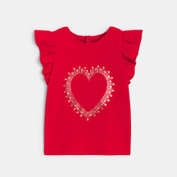 T-shirt imprimé cœur brillant rouge bébé fille