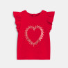 T-shirt imprimé cœur brillant rouge bébé fille