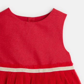 Robe chic bi-matière avec bloomer rouge bébé fille
