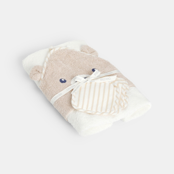Cape de bain avec lingettes tissu blanc bébé mixte