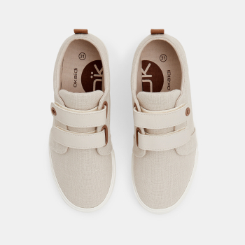 Chaussures en toile à scratch beige garçon