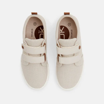 Chaussures en toile à scratch beige garçon
