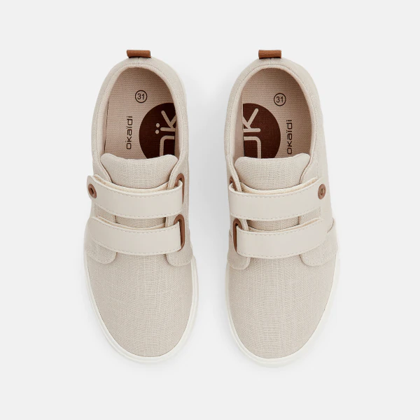 Chaussures en toile à scratch beige garçon