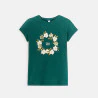 T-shirt à fleurs et sequins vert Fille