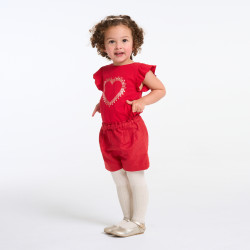 Baby girlu2019s red shiny heart printed T-shirt