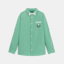 Boy's green shirt + bow tie