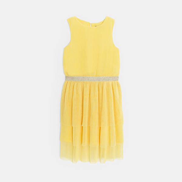 Girl's yellow sleeveless sequin dress